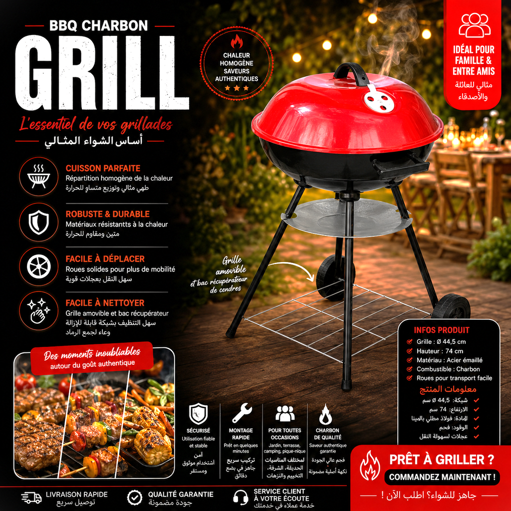 BBQ Chef™ Barbecue Charbon Avec Roue